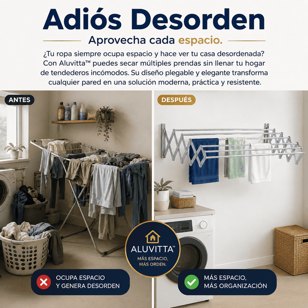 Tendedero Plegable de Pared Tipo Acordeón de 100 cm