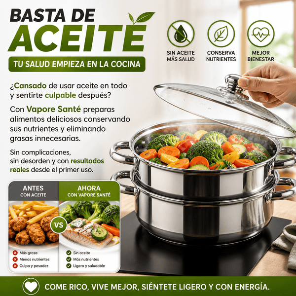 Vaporera en Acero Inoxidable con tapa de vidrio A Vapore Santé