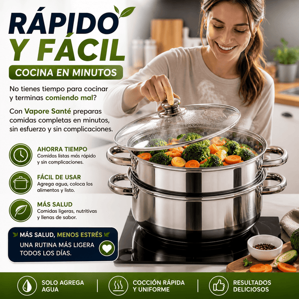 Vaporera en Acero Inoxidable con tapa de vidrio A Vapore Santé