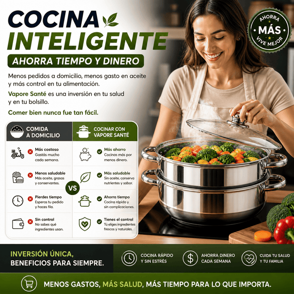 Vaporera en Acero Inoxidable con tapa de vidrio A Vapore Santé